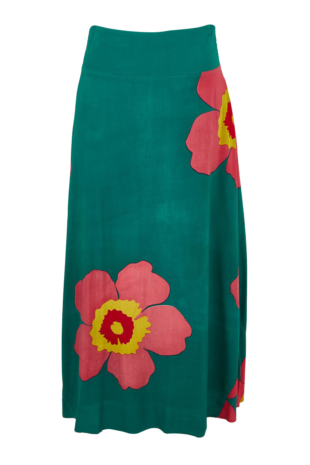 Product shot of the Rosie Maxi Skirt in colour Boldgreen (Green), from the front