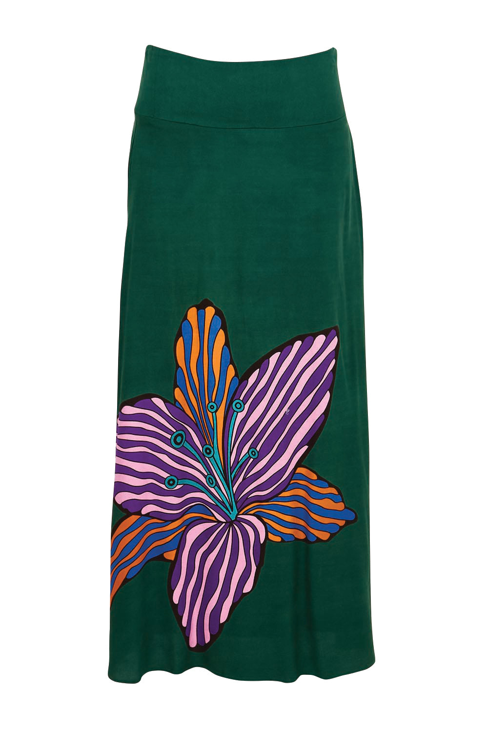 Product shot of the Rosie Maxi Skirt – Flower in colour Flower, from the front