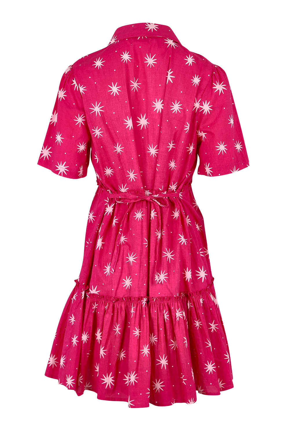 Product shot of the Nina Cotton Shirt Dress in colour Nightsky (Pink), from the back