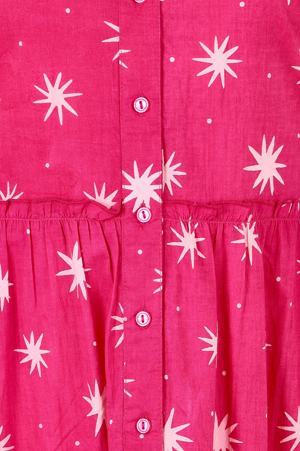 Product shot of the Nina Cotton Shirt Dress in colour Nightsky (Pink), detail