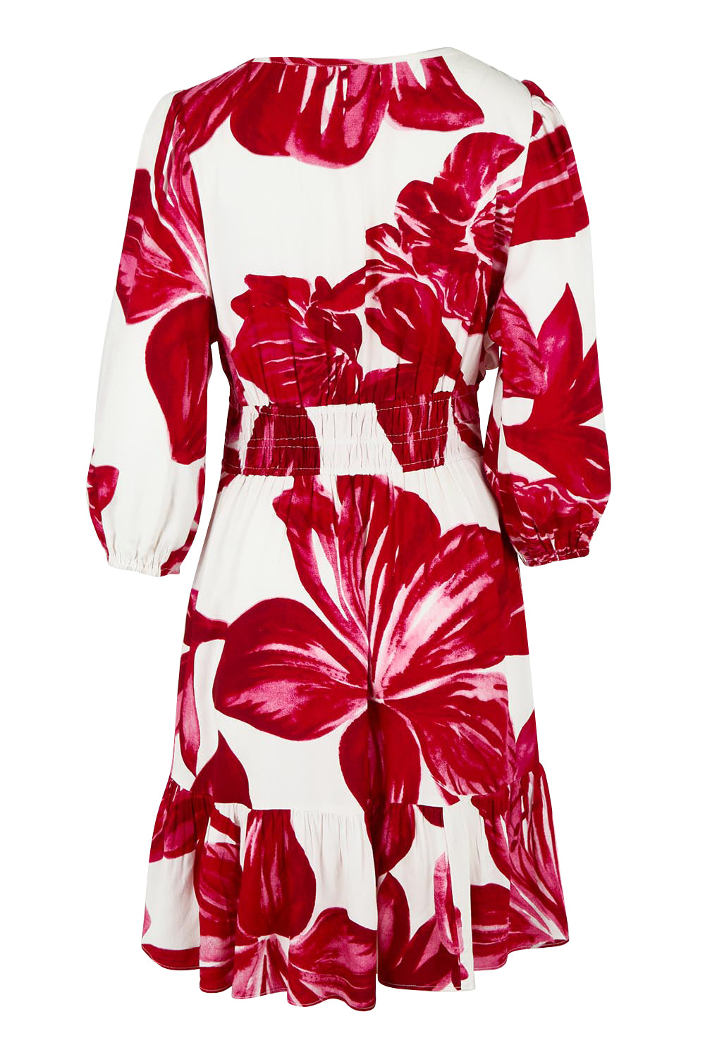 Product shot of the Gabrielle Dress in colour Lilly (Pink), from the back