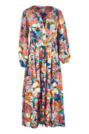 Product shot of the Gwyn Midi Dress in colour Botanical, from the front