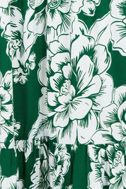 Product shot of the Ella Tiered Skirt in colour Blooming (Green), detail