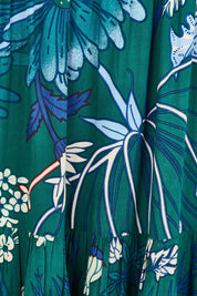 Product shot of the Ella Tiered Skirt in colour Deepgreen (Green), detail