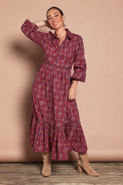 Nicole Cotton Maxi Dress – Geometric