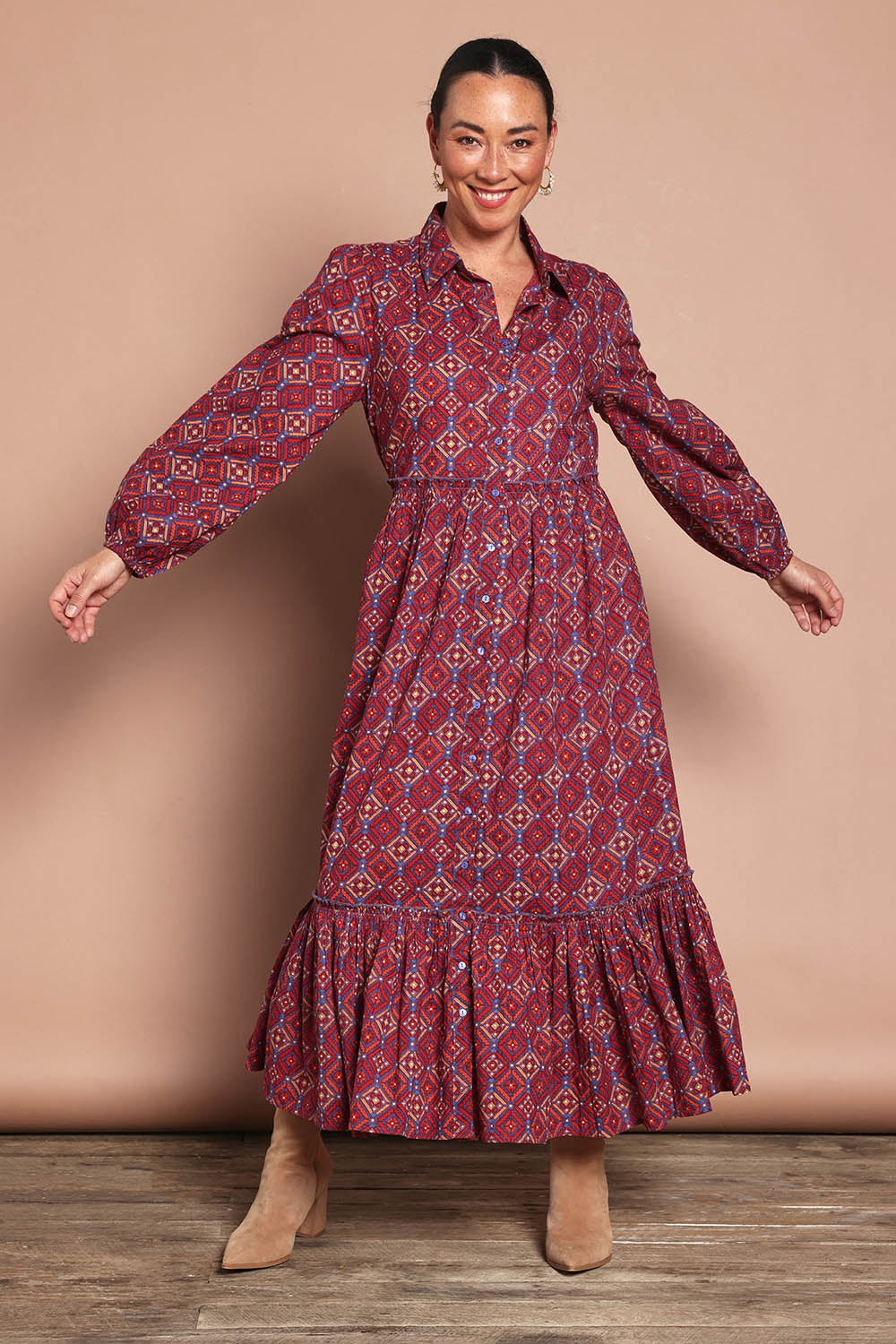 Nicole Cotton Maxi Dress – Geometric