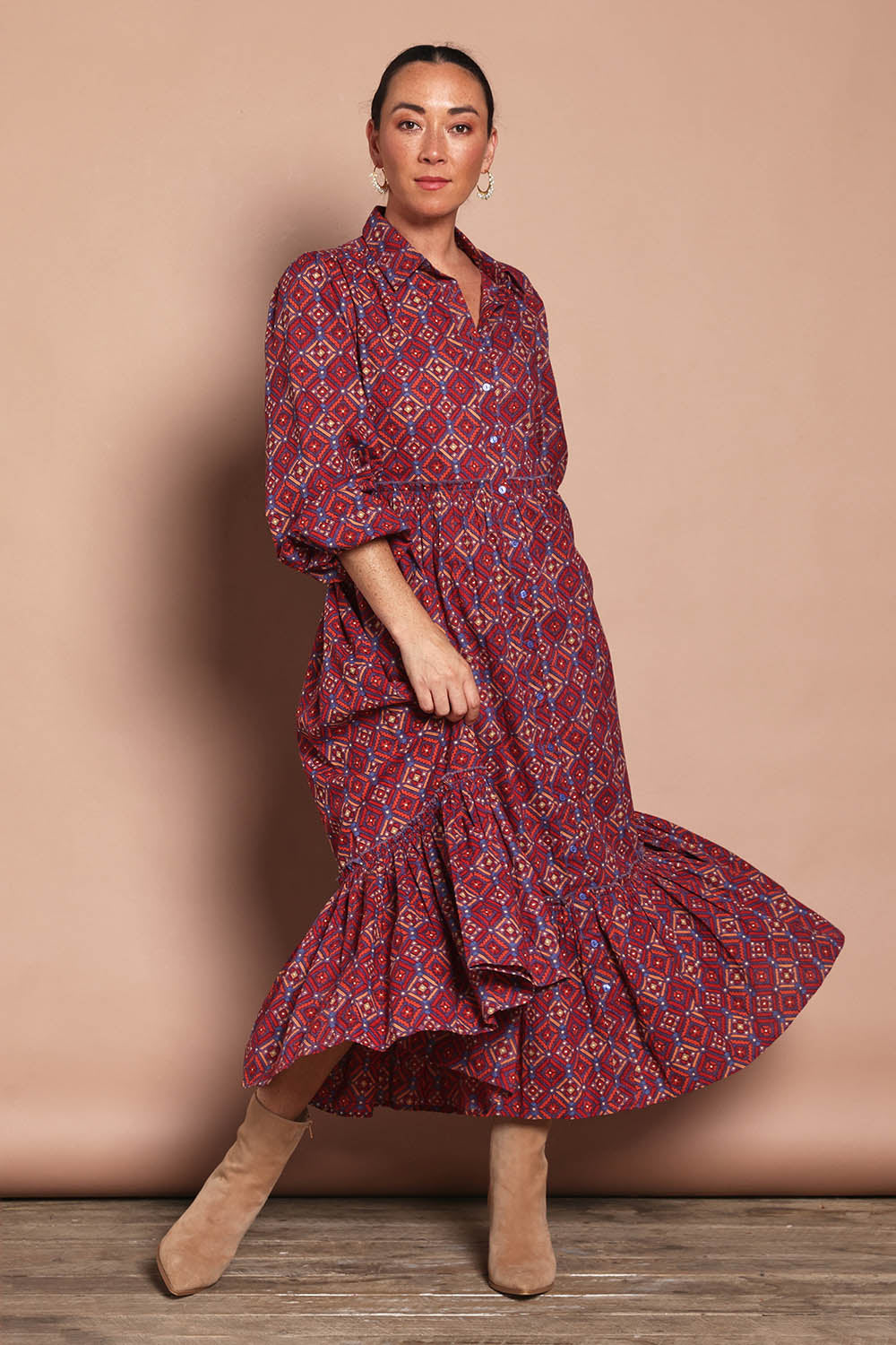 Nicole Cotton Maxi Dress – Geometric