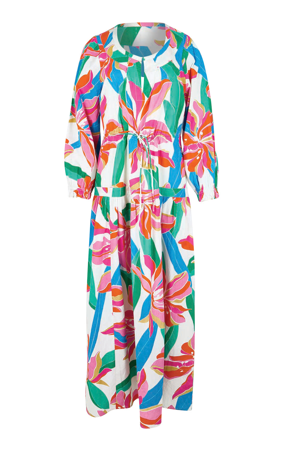 Product shot of the Maria Cotton Maxi Dress – Petalrush in colour Petalrush, from the front