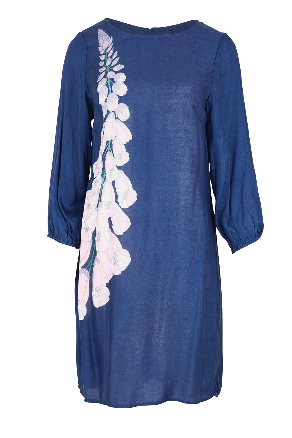 Product shot of the Isabella Shift Dress – Foxglove in colour Foxglove, from the front