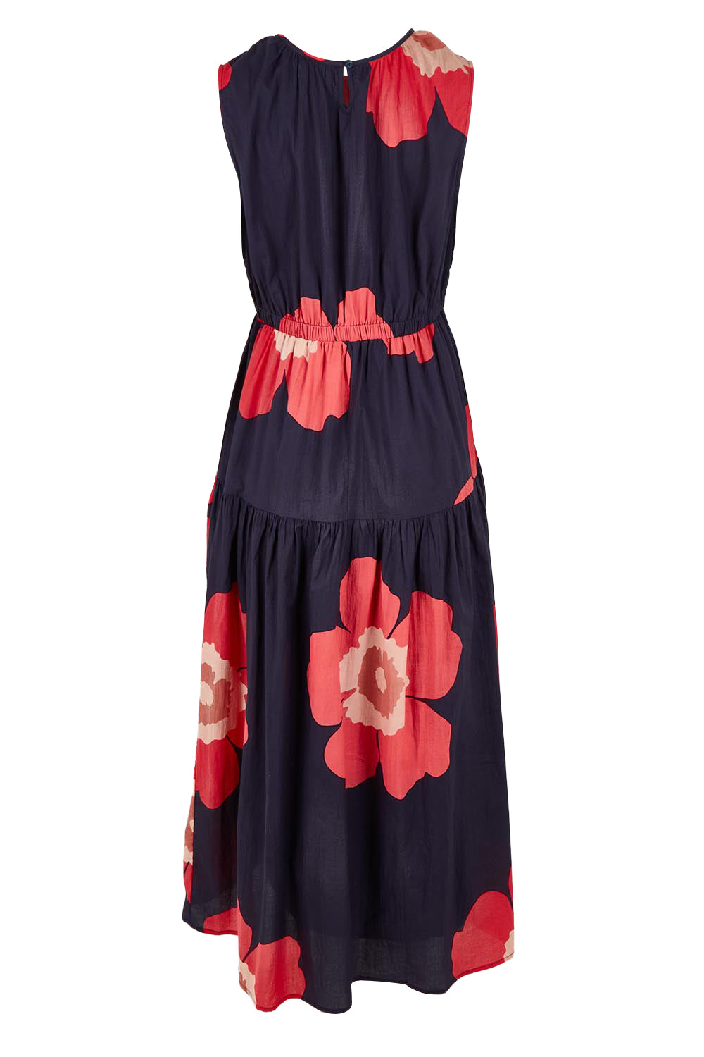 Product shot of the Riley Cotton Maxi Dress in colour Boldflower (Blue), from the back