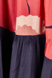 Product shot of the Riley Cotton Maxi Dress in colour Boldflower (Blue), detail