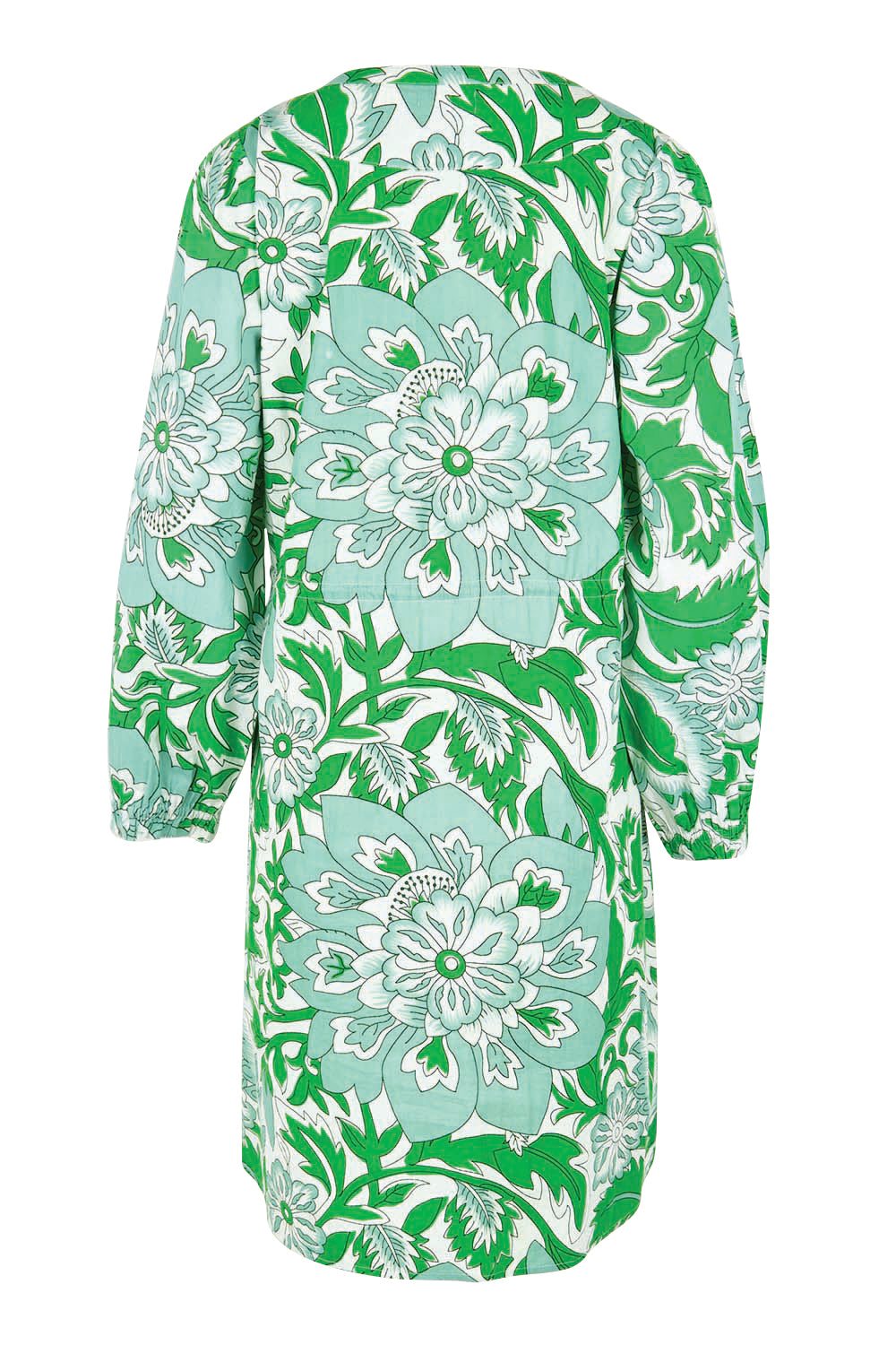 Product shot of the Marietta Cotton Dress – Budspiral in colour Budspiral, from the back