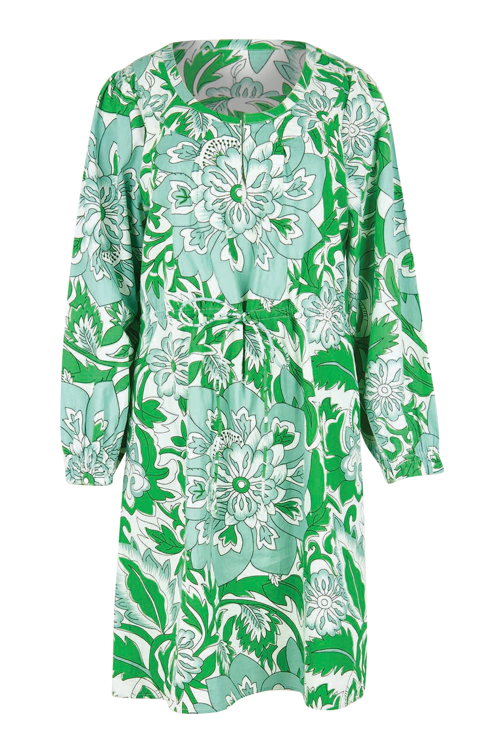 Product shot of the Marietta Cotton Dress – Budspiral in colour Budspiral, from the front