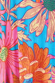 Product shot of the Hilary Cotton Dress – Bluegarden in colour Bluegarden, showing detail