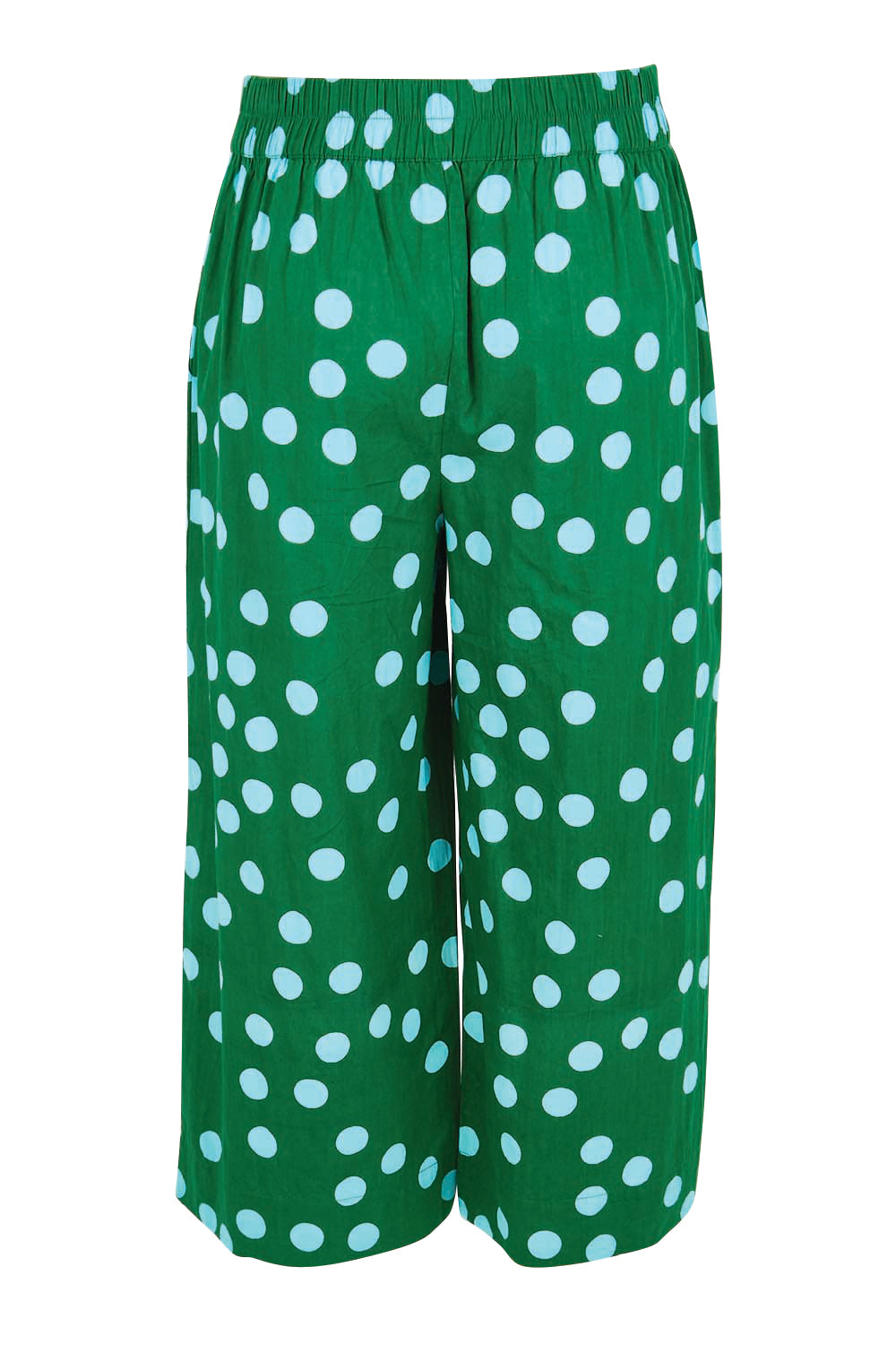 Product shot of the Leela Cotton Cropped Pant – Greenspot in colour Greenspot, from the back