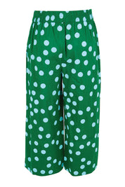 Product shot of the Leela Cotton Cropped Pant – Greenspot in colour Greenspot, from the back