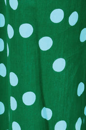 Product shot of the Leela Cotton Cropped Pant – Greenspot in colour Greenspot, showing detail