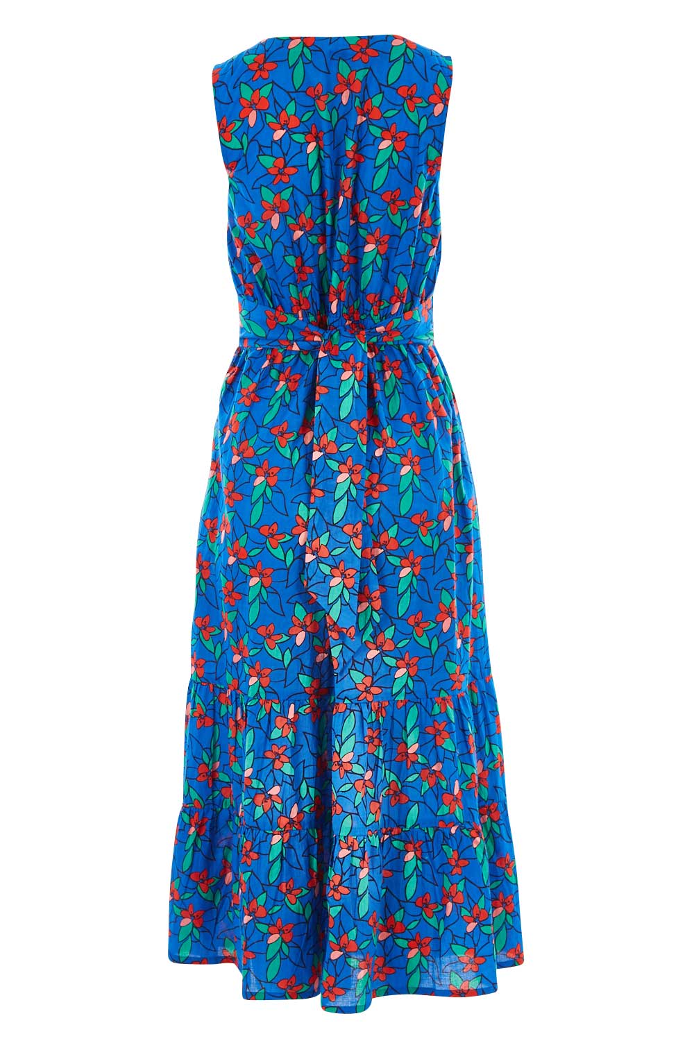 Product shot of the Scarlet Summer Dress Kaleidoscope in colour Blue (Blue), from the back