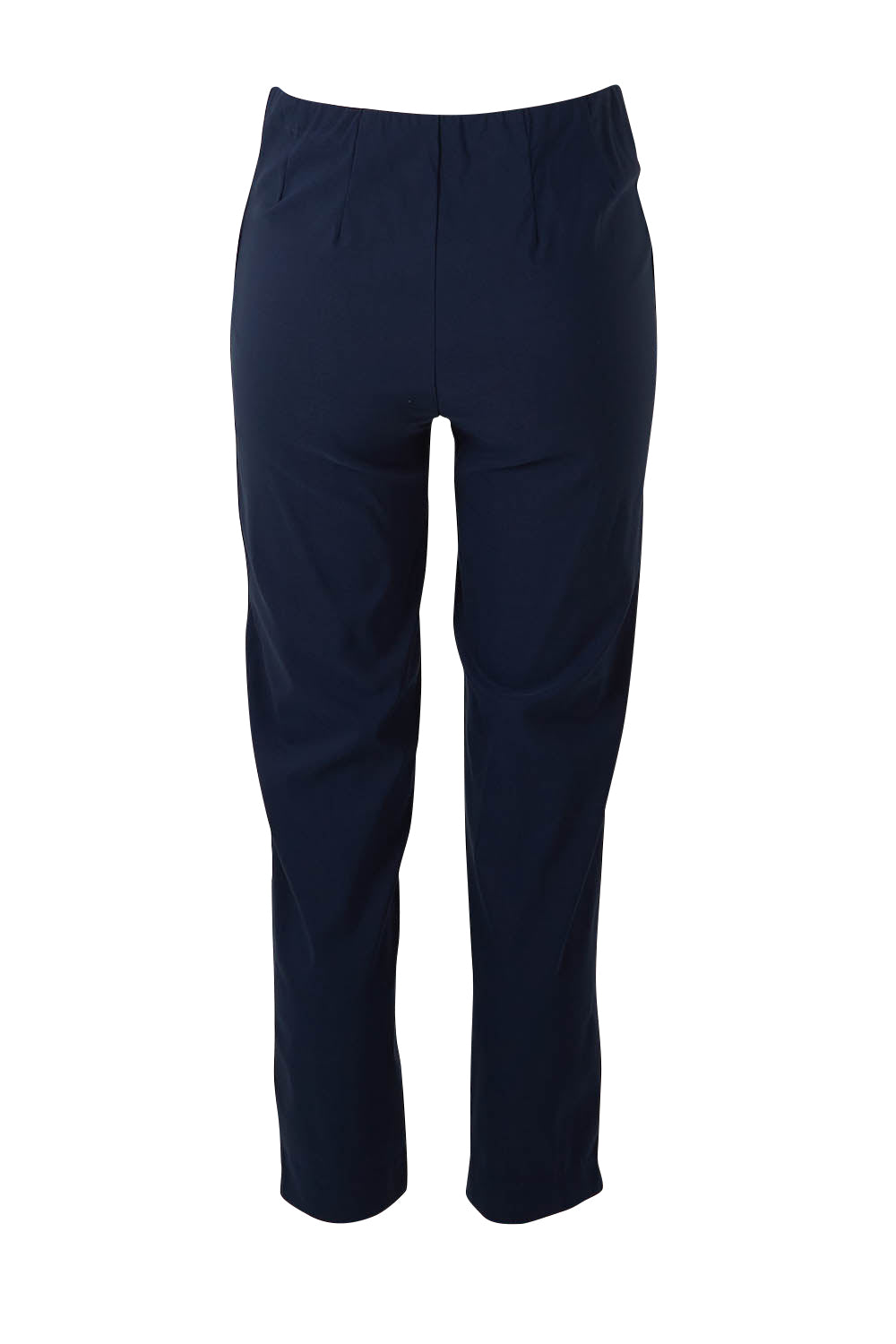 Product shot of the Pull On Pant in colour Navy (Blue), from the back