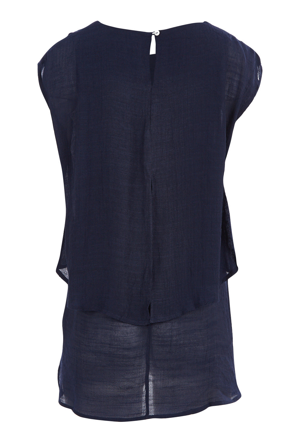 Product shot of the Layered Top in colour Navy (Blue), from the back