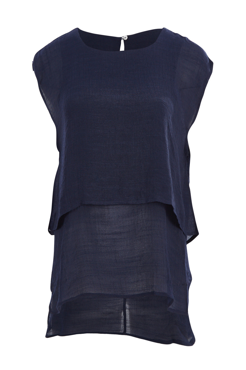 Product shot of the Layered Top in colour Navy (Blue), from the front