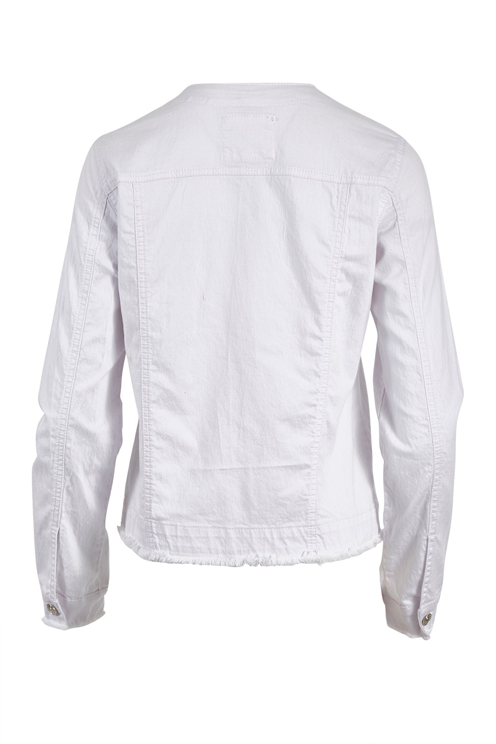 Product shot of the Collarless Jacket in colour White (White), from the back