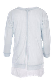 Product shot of the Foil Striped 2 In 1 Top in colour Blue (Blue), from the back