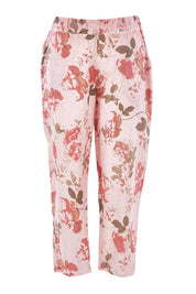 Product shot of the Pink Floral Pant in colour Pink (Pink), from the front
