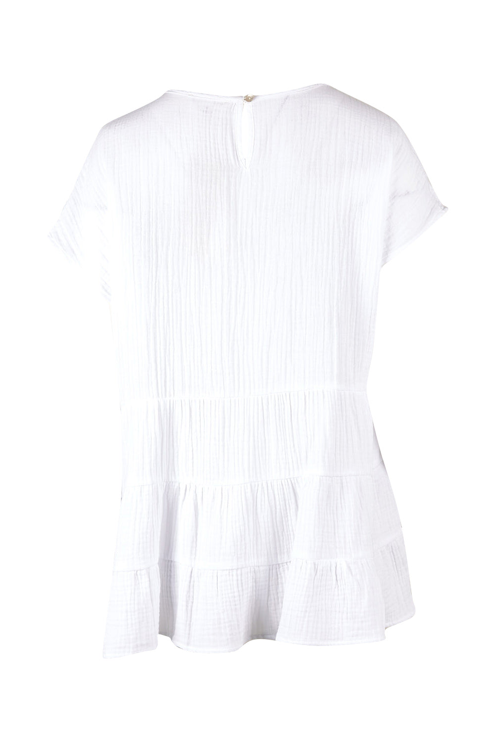 Product shot of the Tiered Tunic in colour White (White), from the back