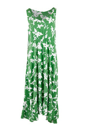 Product shot of the Floral Print Sun Dress in colour Green (Green), from the front