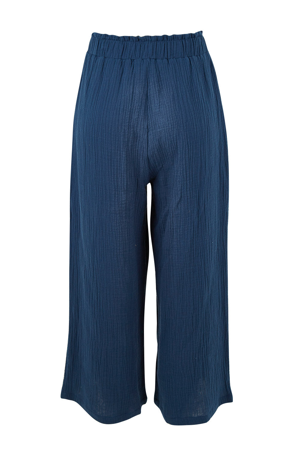 Product shot of the Cotton Pant in colour Navy (Blue), from the back