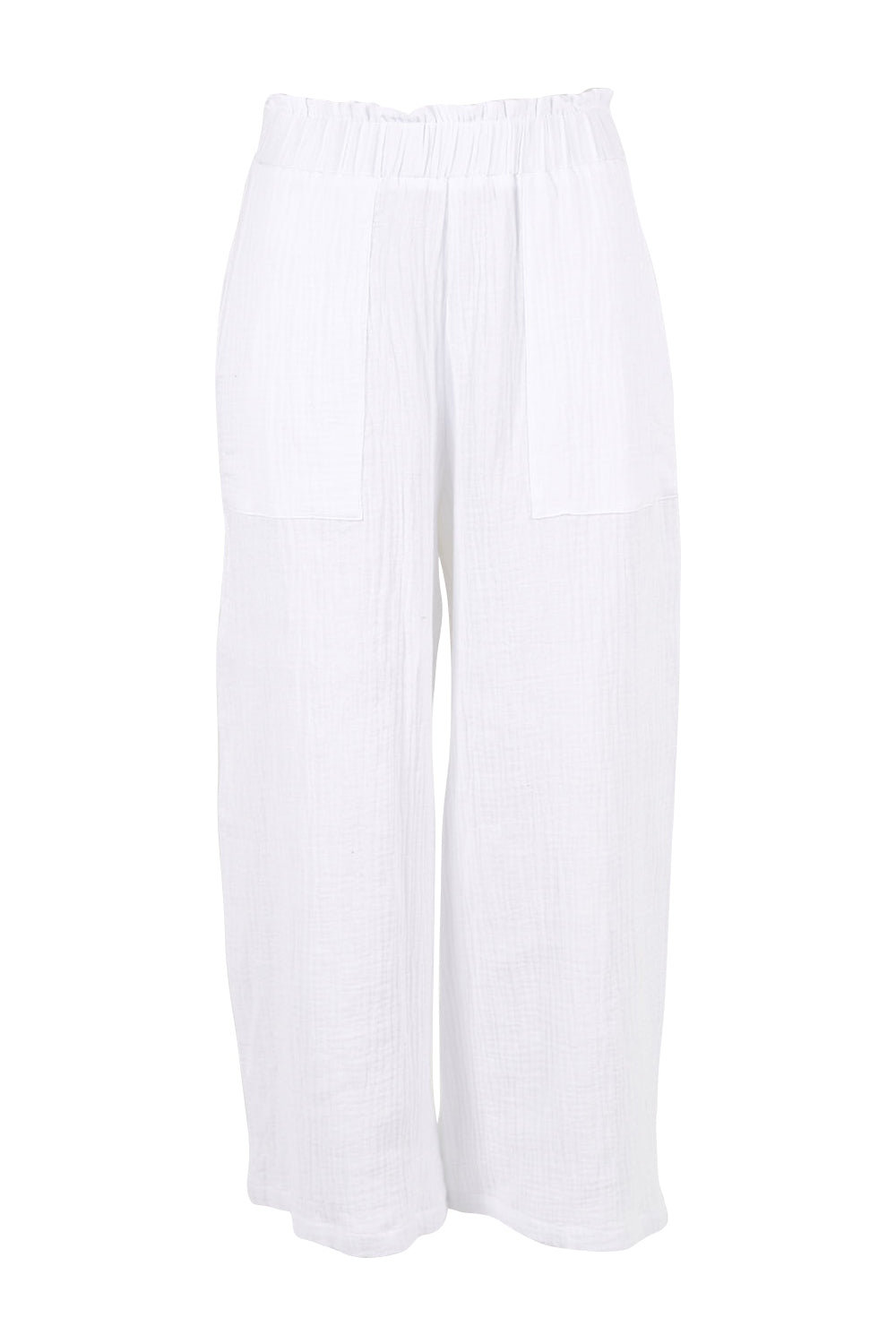 Product shot of the Cotton Pant in colour White (White), from the front