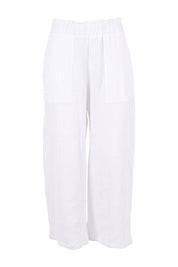 Product shot of the Cotton Pant in colour White (White), from the front
