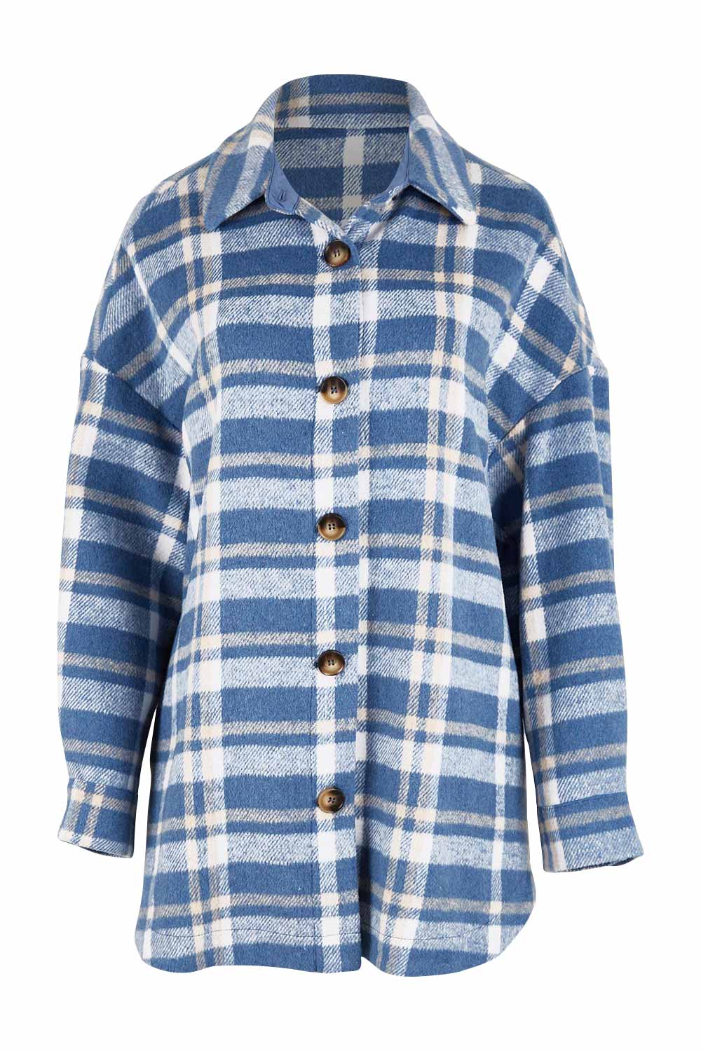 Product shot of the Perisher Check Shacket in colour Cornflower (Blue), from the front