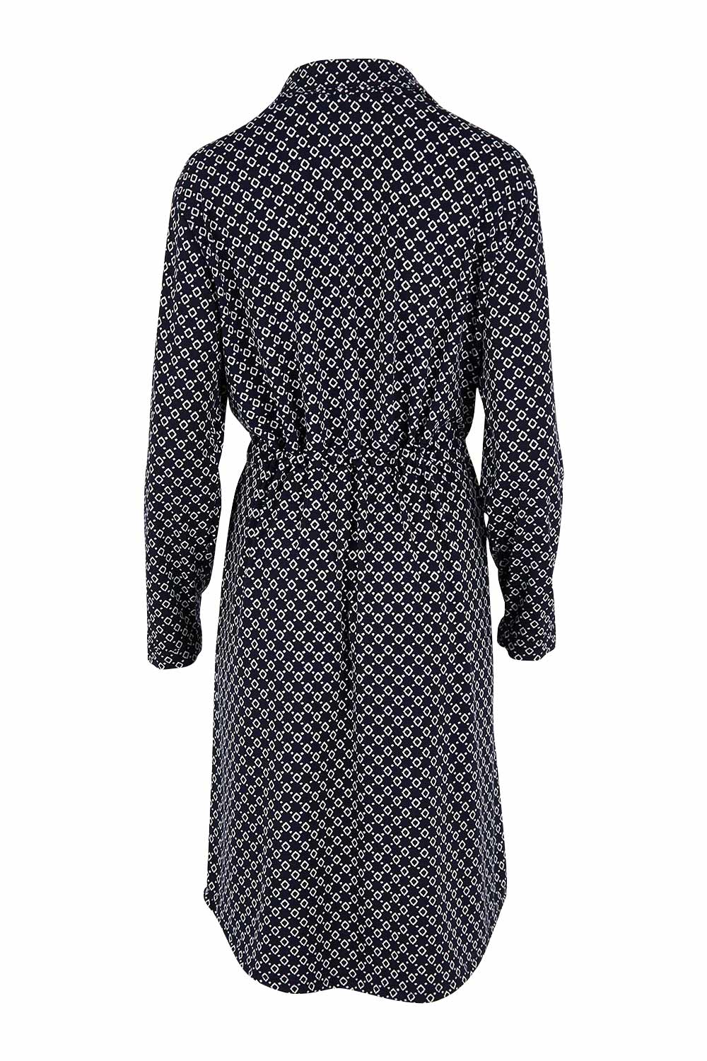Product shot of the Alexa Dress in colour Navy (Blue), from the back