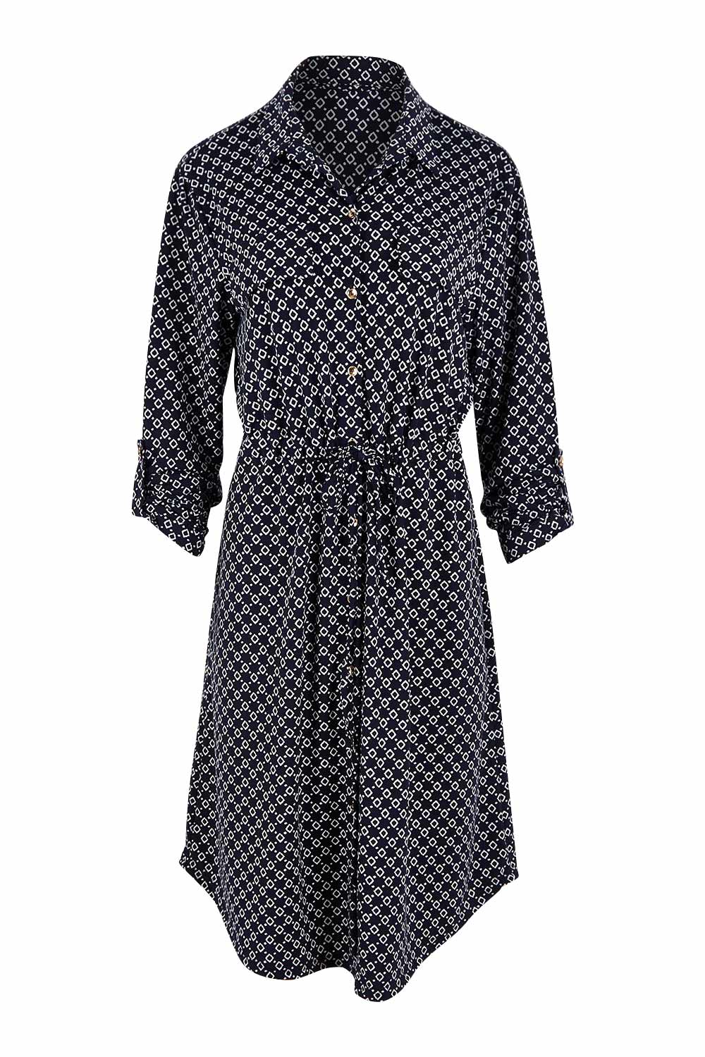 Product shot of the Alexa Dress in colour Navy (Blue), detail