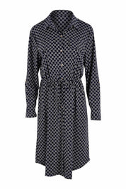 Product shot of the Alexa Dress in colour Navy (Blue), from the front