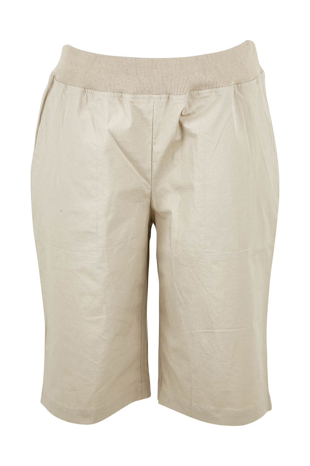 Product shot of the Santorini Cotton Short in colour Sand, from the front