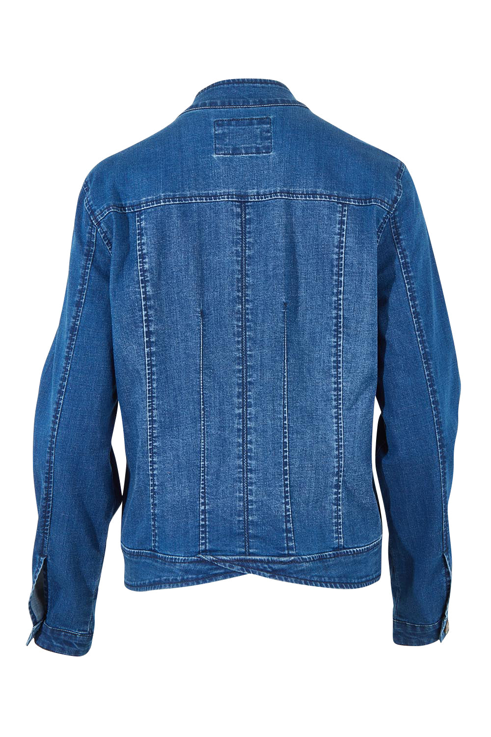 Product shot of the Maggie Denim Jacket in colour Darkdenim (Blue), from the back