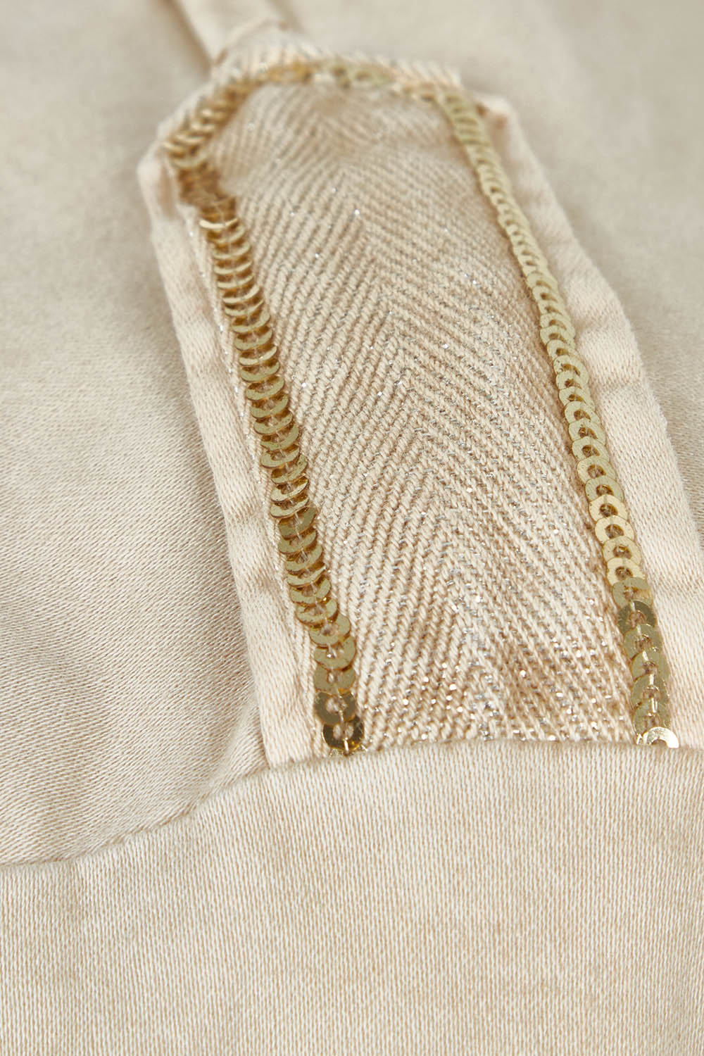 Product shot of the Maggie Denim Jacket in colour Natural, detail