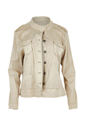 Product shot of the Maggie Denim Jacket in colour Natural, from the front