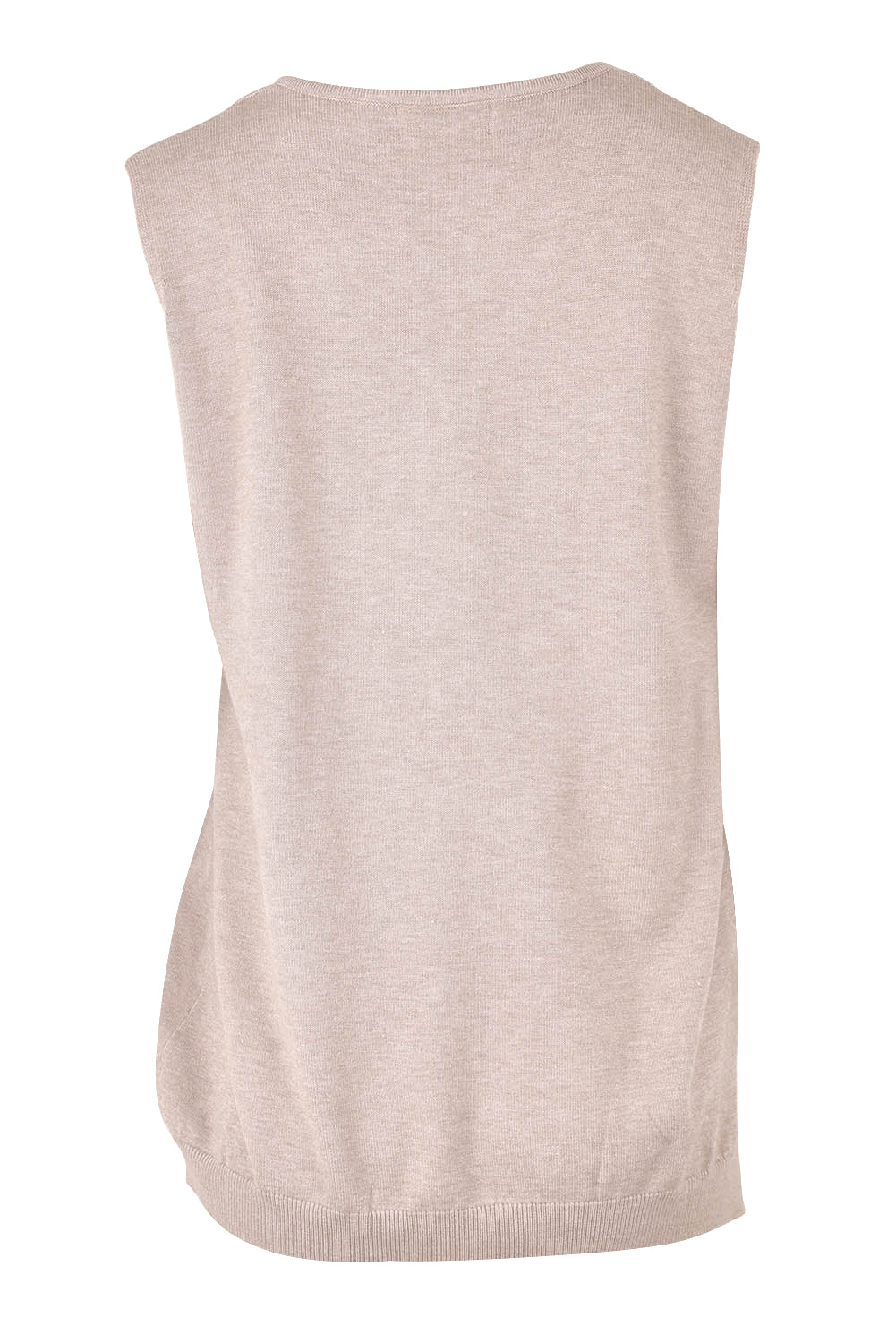 Product shot of the Vicky Side Split Knit Vest in colour Natural, from the back