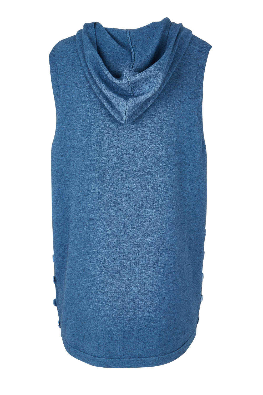 Product shot of the Ollie Side Button Knit Vest in colour Indigo (Blue), from the back
