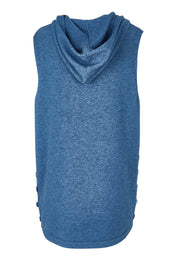 Product shot of the Ollie Side Button Knit Vest in colour Indigo (Blue), from the back