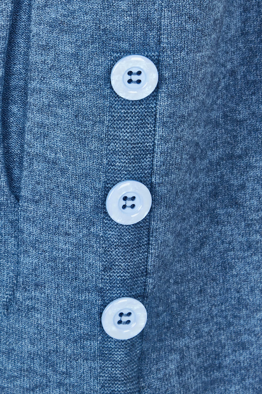 Product shot of the Ollie Side Button Knit Vest in colour Indigo (Blue), detail