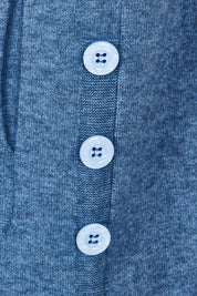 Product shot of the Ollie Side Button Knit Vest in colour Indigo (Blue), detail