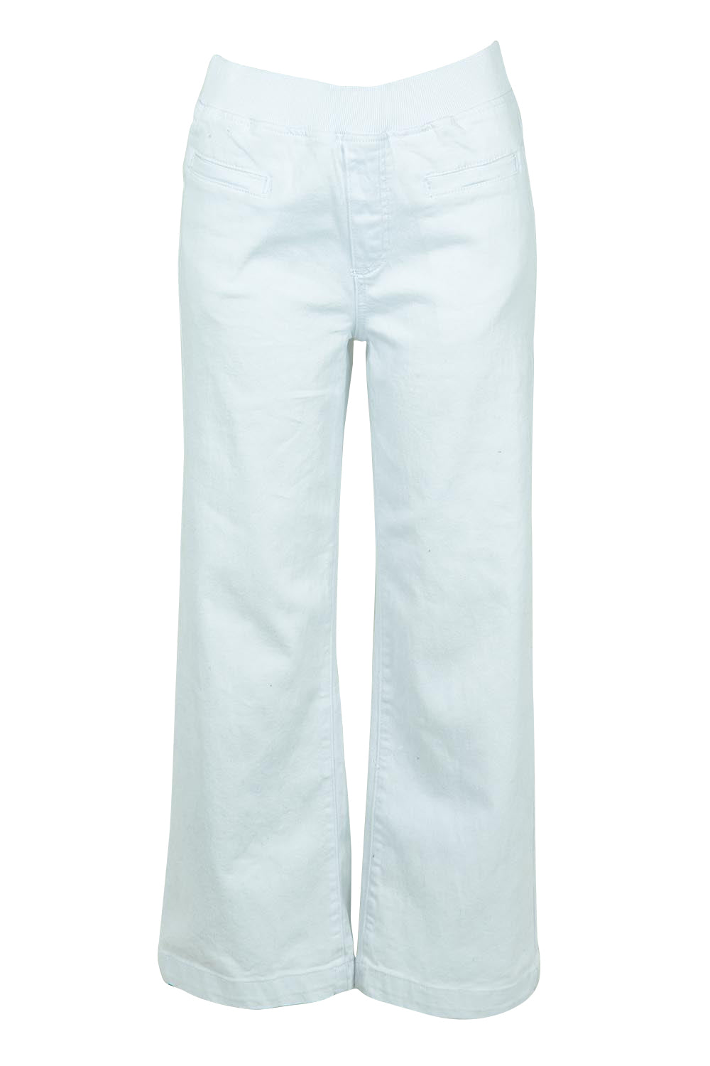 Product shot of the Maddy Wide Leg Jean in colour White (White), from the front