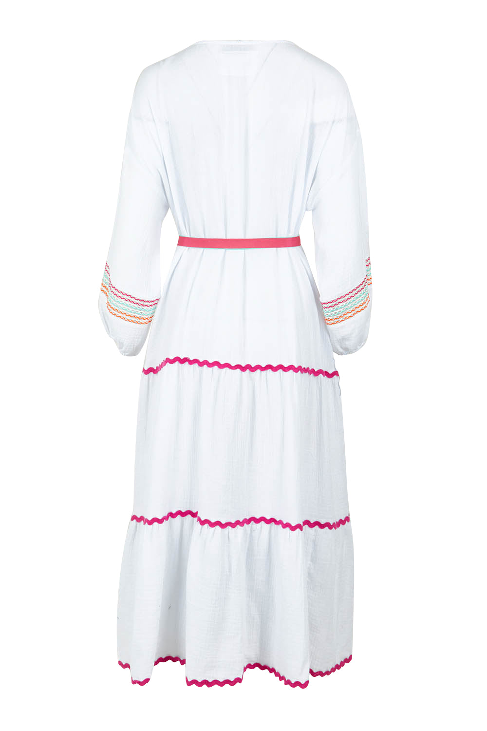 Product shot of the Byron Ciao Cotton Dress in colour White (White), from the back