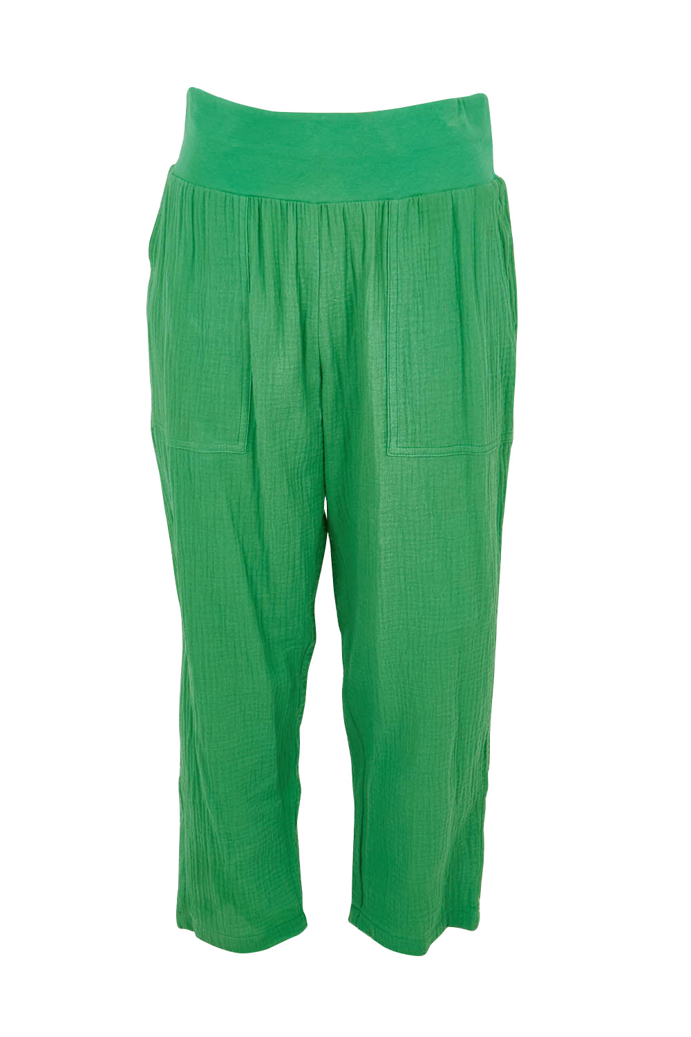 Product shot of the Byron Cotton 7/8 Pant in colour Emerald (Green), from the front