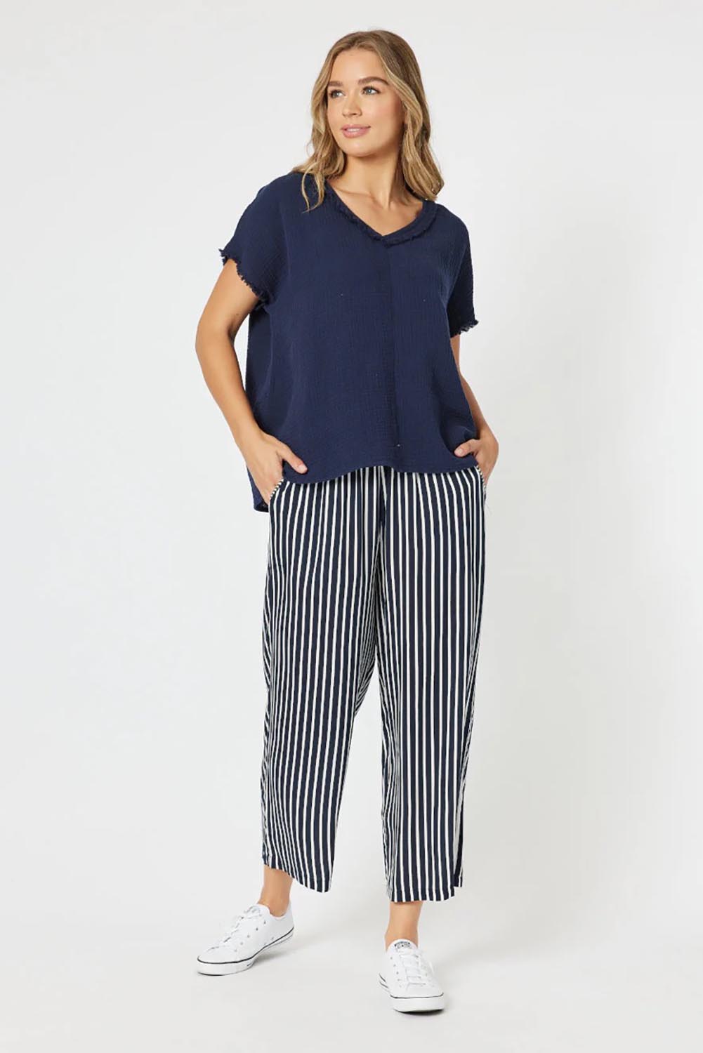 Preloved Stripe Pant - Navy